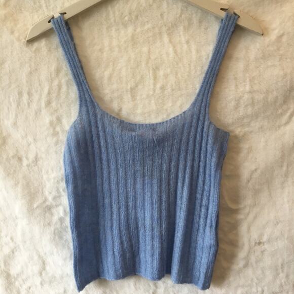 MNG Baby Blue Knitted Crop Tank Top - Picture 8 of 9